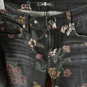 7 For All Mankind Floral Black Jeans
